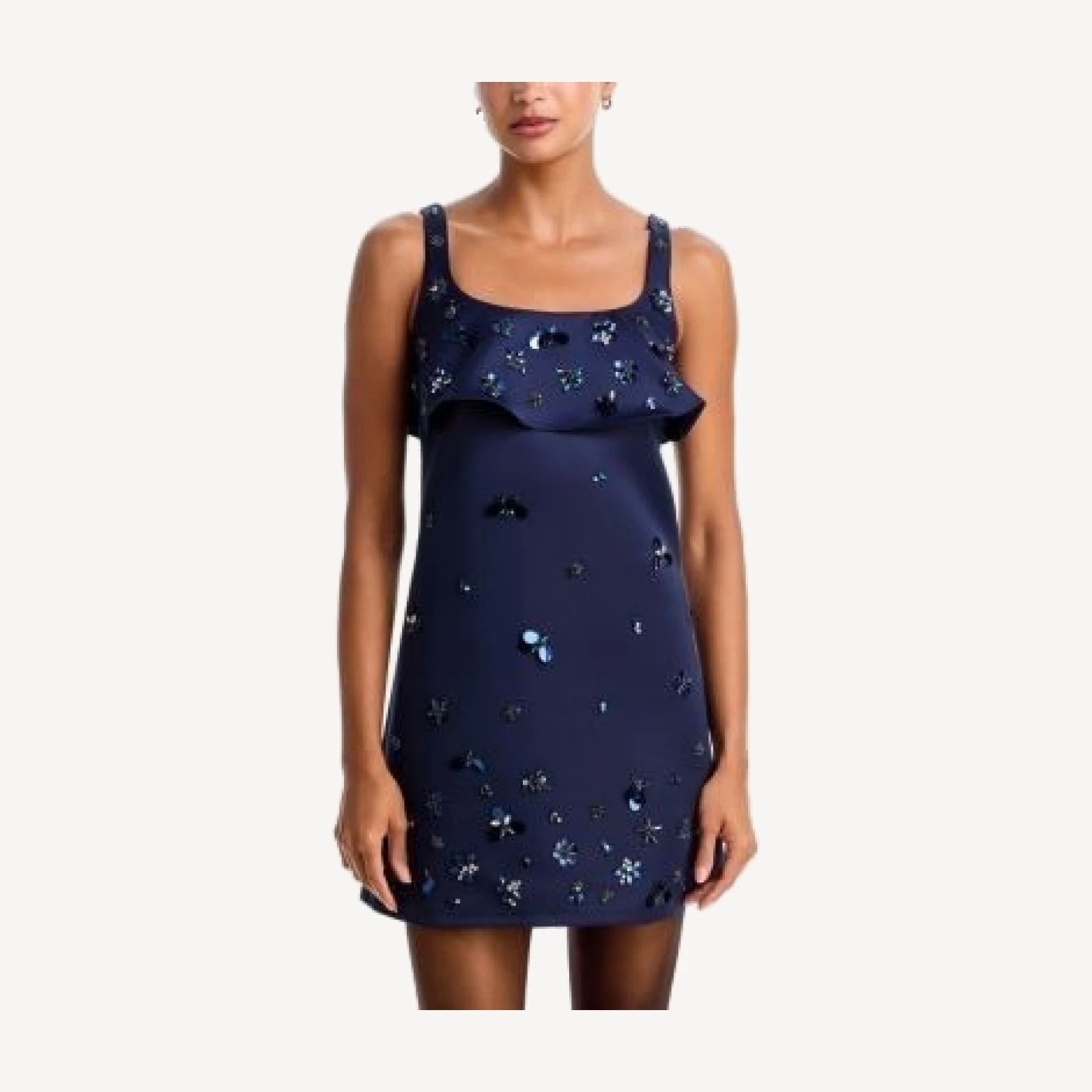 Aqua Crystal Embellished Ruffle Mini Dress - Exclusive