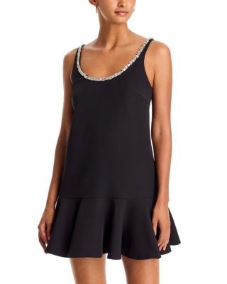 Aqua Crystal Neck Flounce Mini Dress - Exclusive