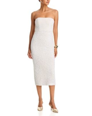 Aqua Sequin Strapless Midi Dress - Exclusive
