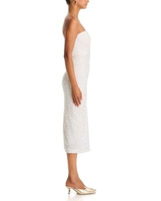 Aqua Sequin Strapless Midi Dress - Exclusive