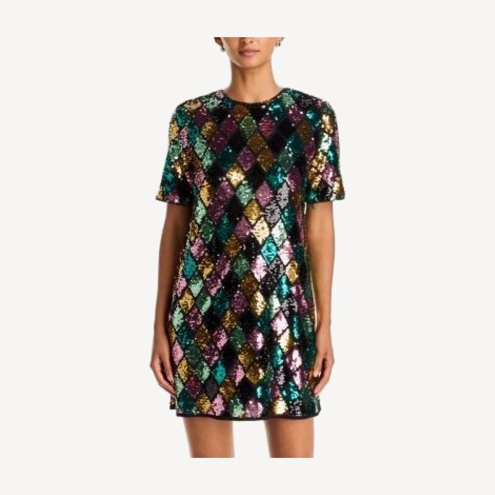 Aqua Sequinned Diamond Pattern Dress - Exclusive