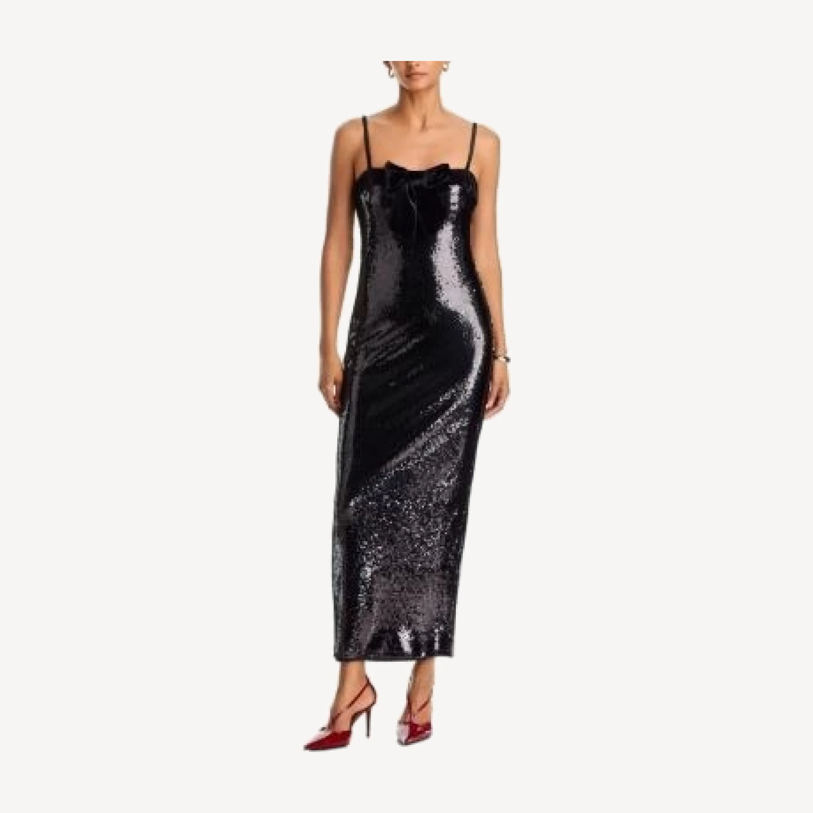 Aqua Velvet Bow Sequin Maxi Dress - Exclusive