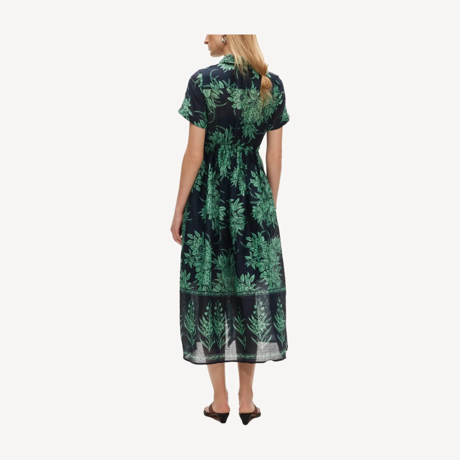 Cerise shirt-dress in pineapple garden-print ramie