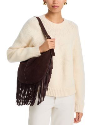 Aqua Large Fringed Suede Hobo Bag - Exclusive, photo 2