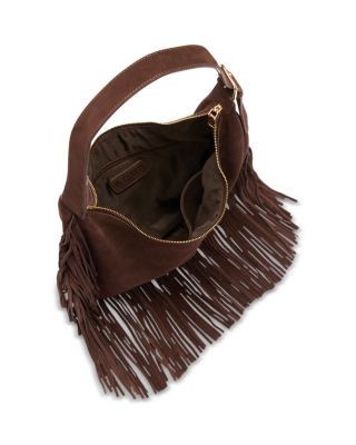 Aqua Large Fringed Suede Hobo Bag - Exclusive, photo 3