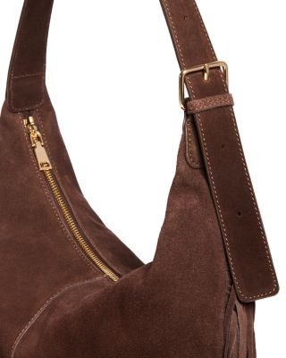 Aqua Large Fringed Suede Hobo Bag - Exclusive, photo 5