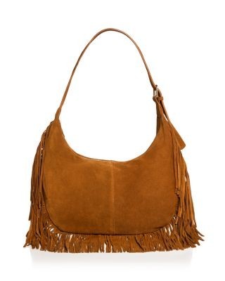 Aqua Large Fringed Suede Hobo Bag - Exclusive, photo 6