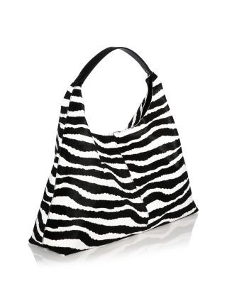 Aqua Large Zebra Print Calf Hair Shoulder Bag - Exclusive