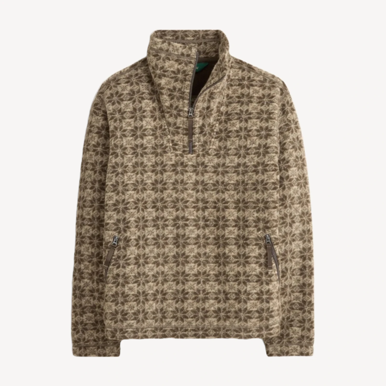 Wool-blend sherpa fleece quarter-zip pullover