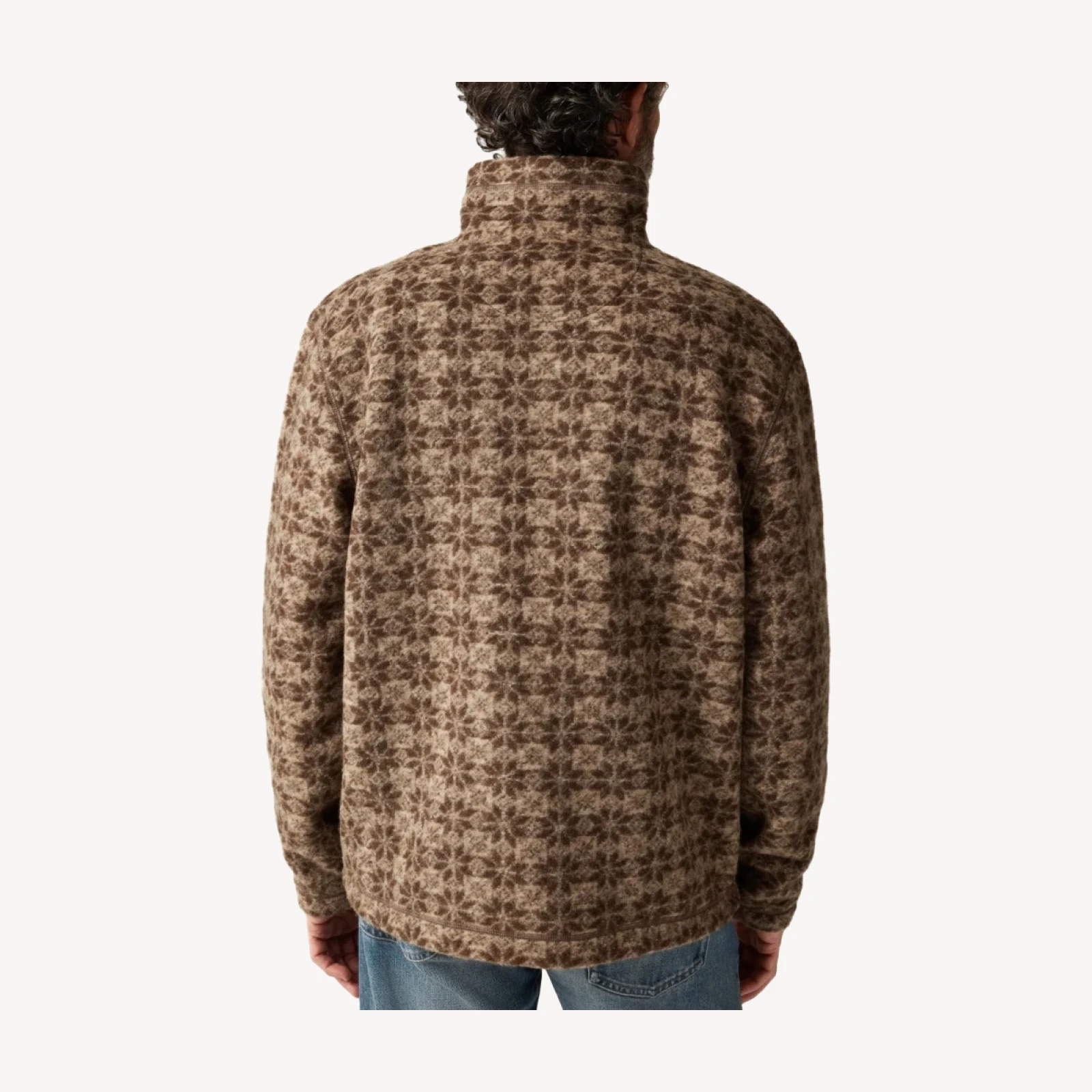 Wool-blend sherpa fleece quarter-zip pullover
