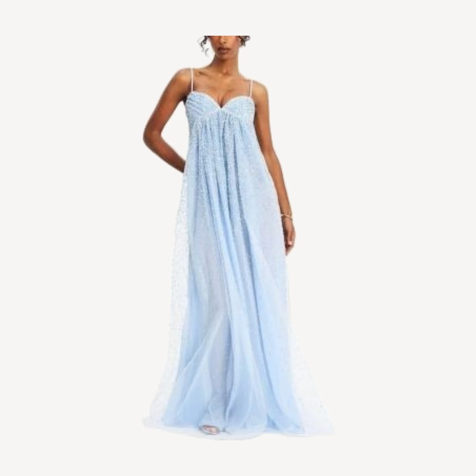Miss Circle Wallie Rhinestone Embellished Mesh Backless Gown