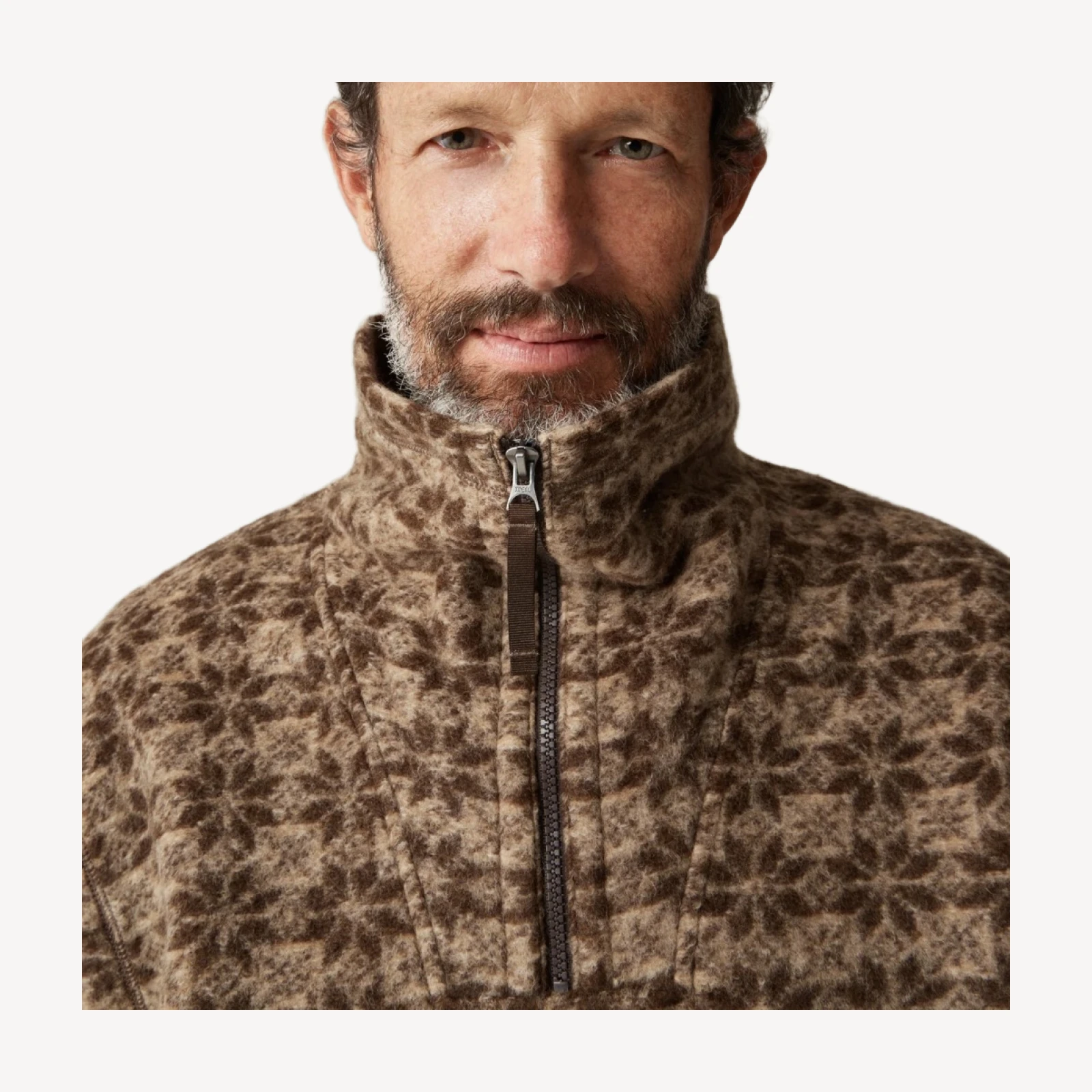 Wool-blend sherpa fleece quarter-zip pullover