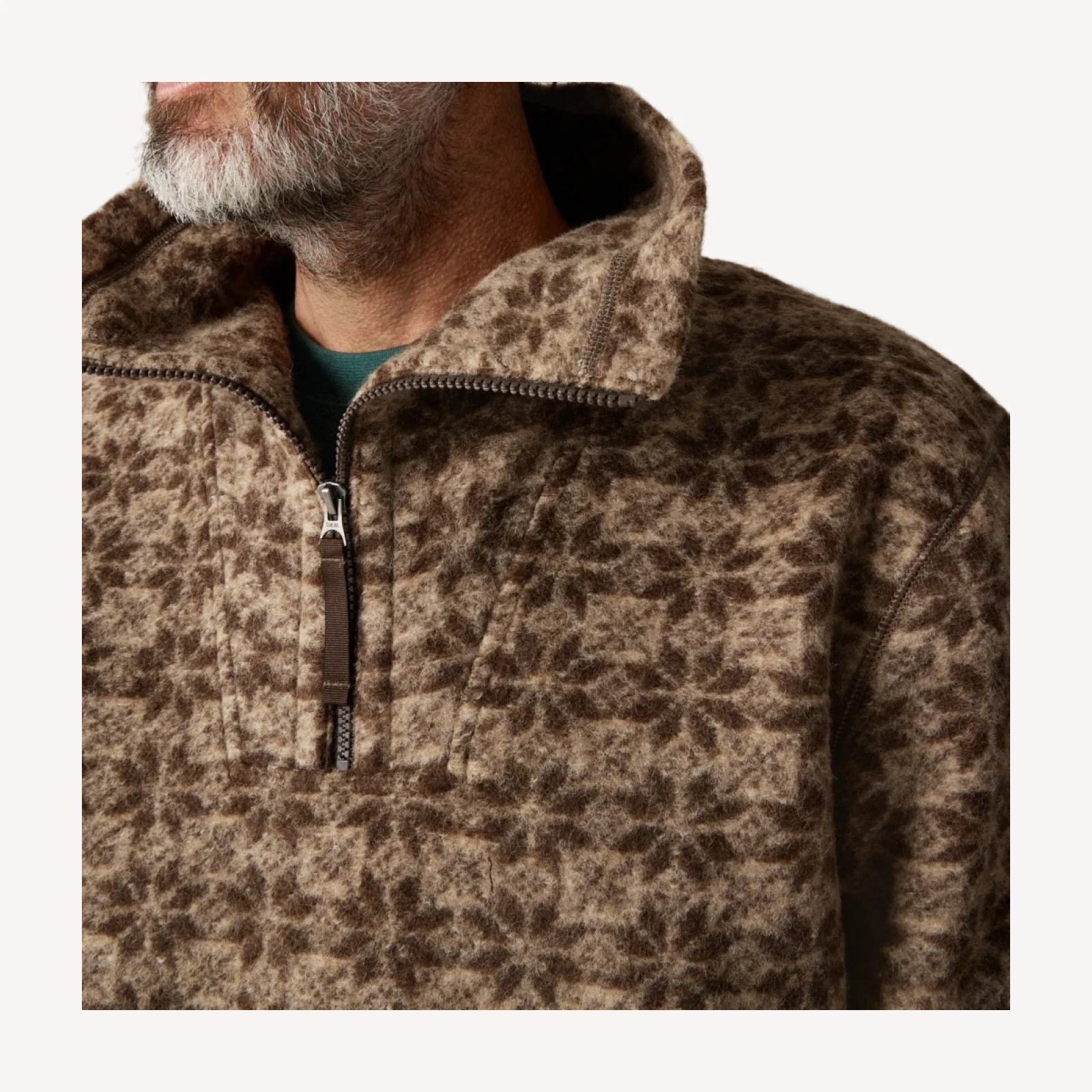 Wool-blend sherpa fleece quarter-zip pullover