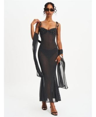 Miss Circle Yadira Polka Dot Chiffon Maxi Dress