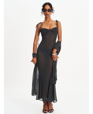 Miss Circle Yadira Polka Dot Chiffon Maxi Dress