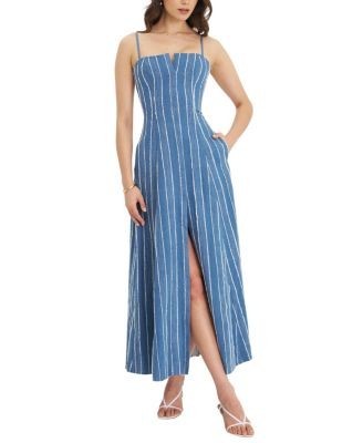 Miss Circle Abygail Stripe Cotton Denim Maxi Dress