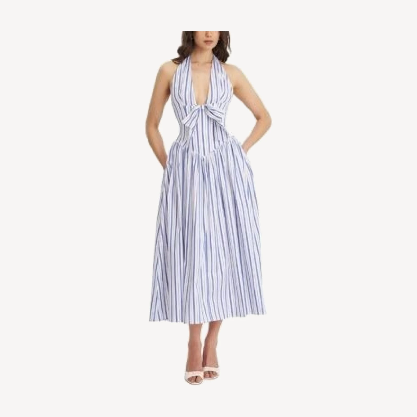 Miss Circle Mackenna Stripe Halter Smock Back Maxi Dress
