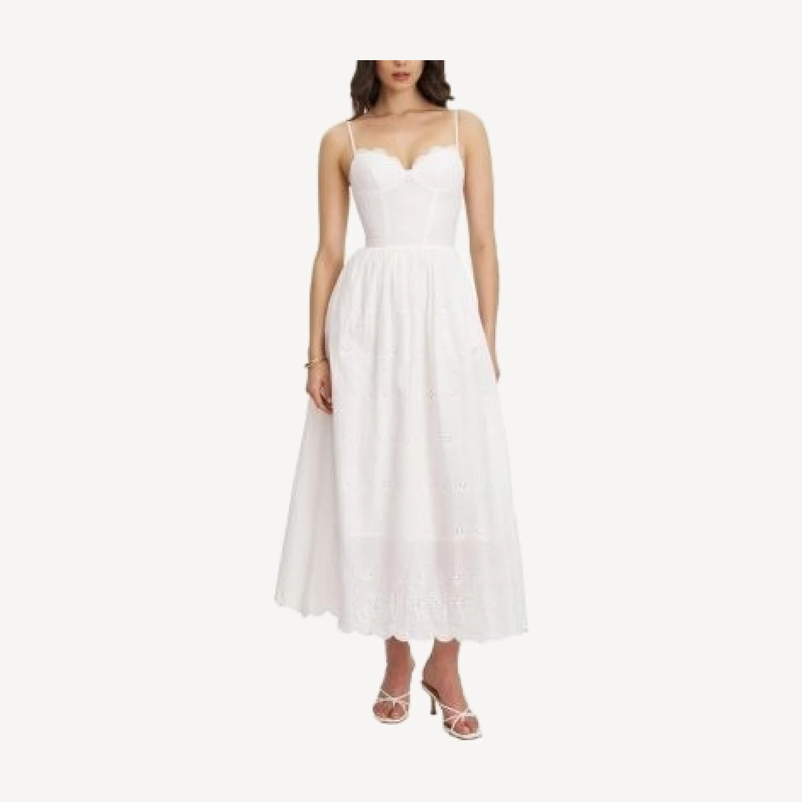 Miss Circle Oberon Cotton Eyelet Lace-Up Back Maxi Dress