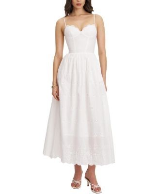Miss Circle Oberon Cotton Eyelet Lace-Up Back Maxi Dress