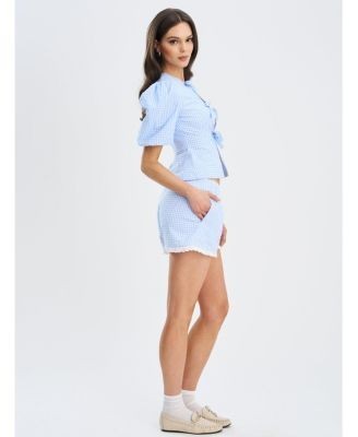 Miss Circle Qutaylaa Gingham Lace Trim Shorts