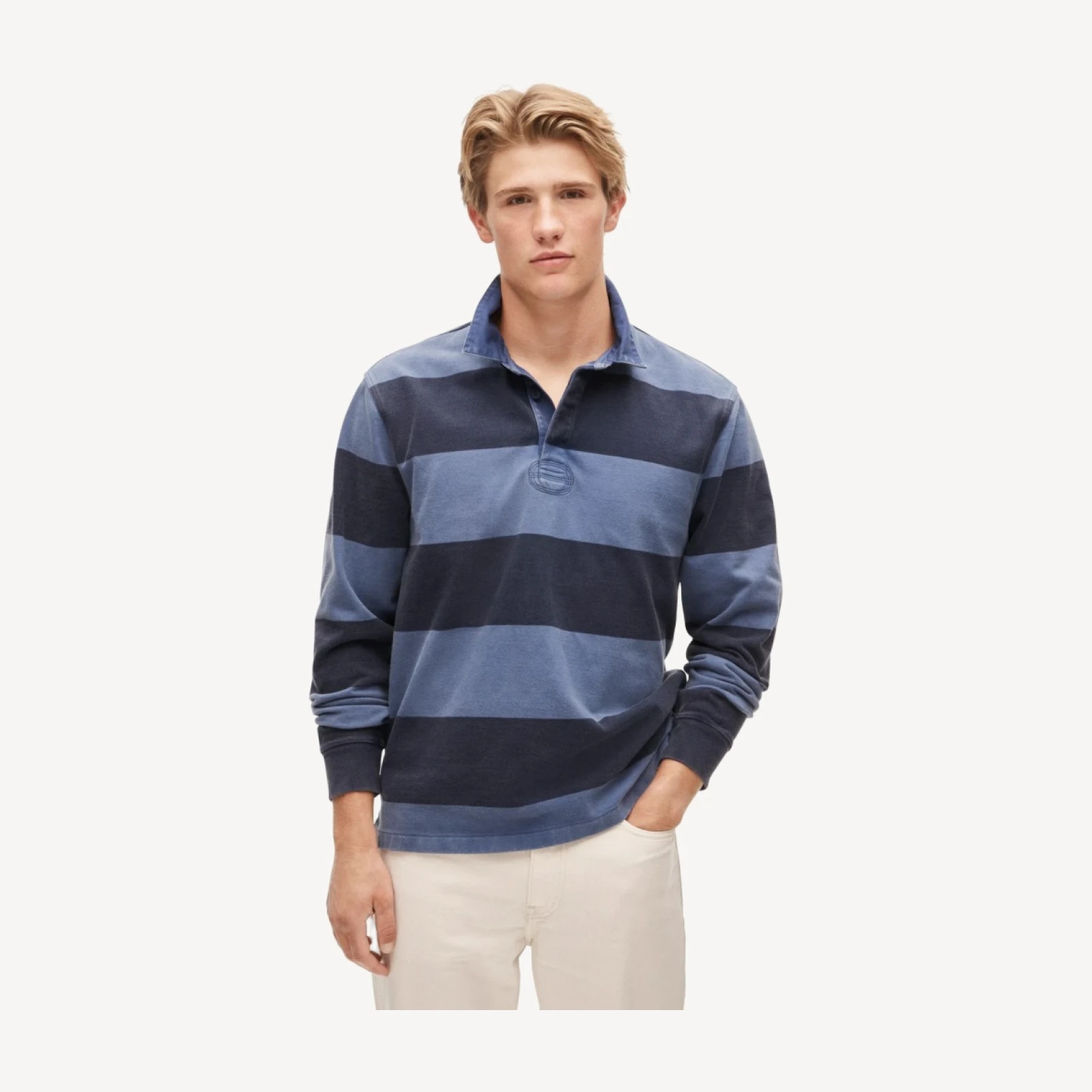 Overdyed rugby shirt in stripe