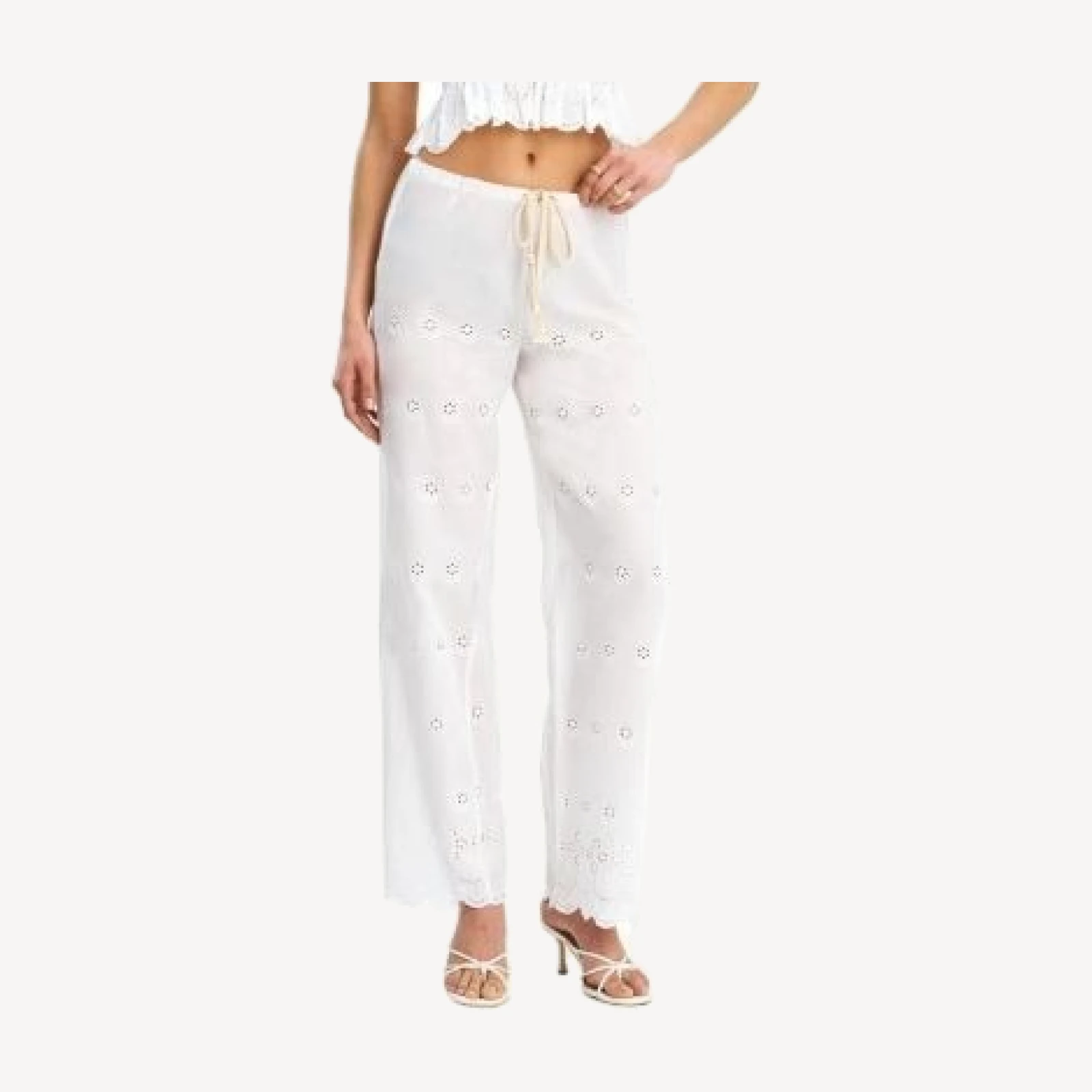 Miss Circle Raina Cotton Eyelet Straight Pants