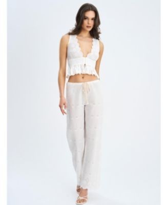 Miss Circle Raina Cotton Eyelet Straight Pants