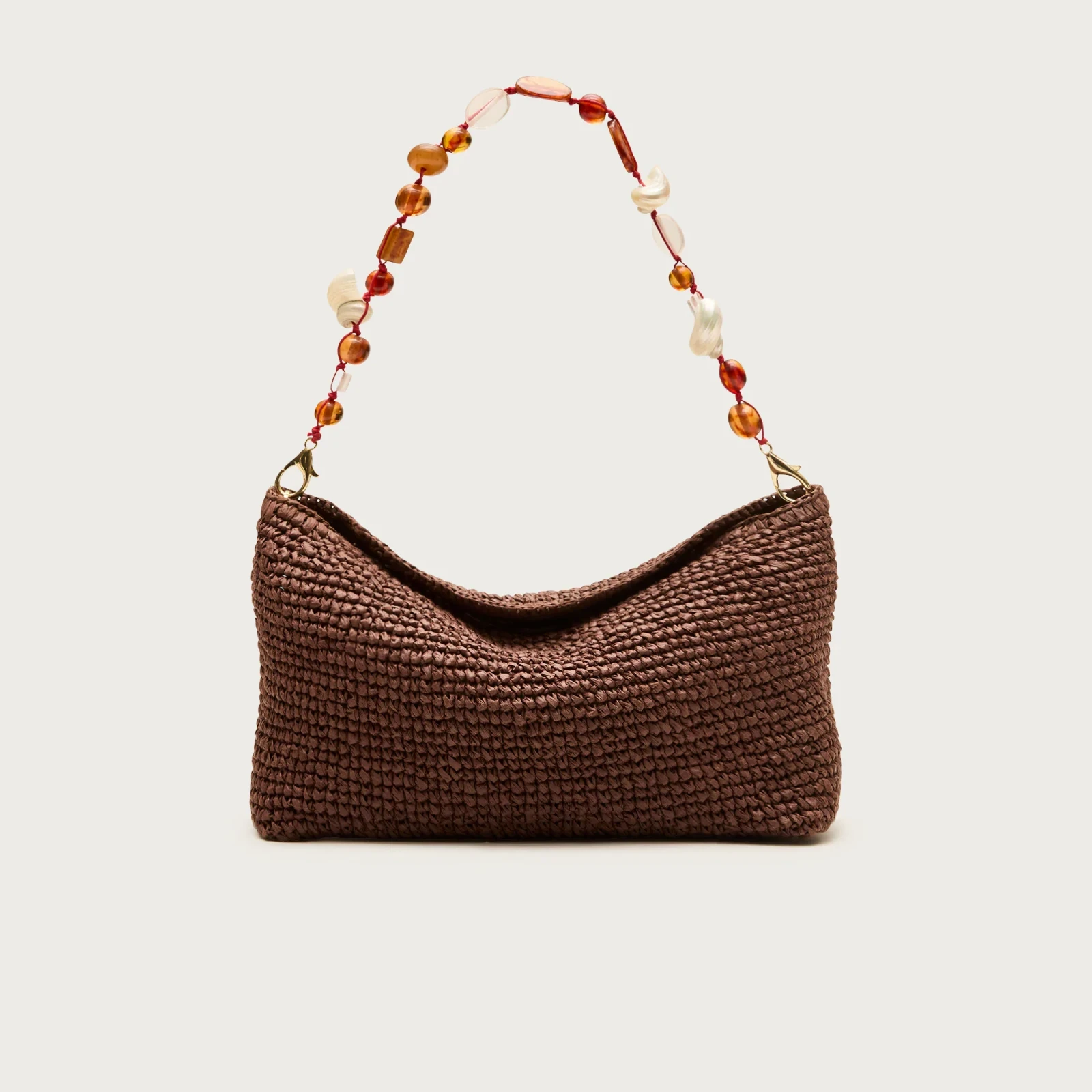 Berkeley small straw bag with beaded strap