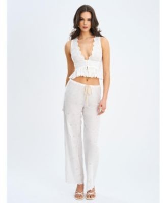 Miss Circle Raia Eyelet Wave Trim Crop Vest Top