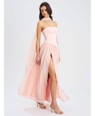 Miss Circle Qianna Peplum Top Chiffon Gown with Scarf
