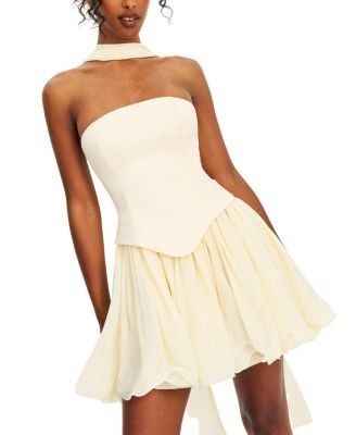 Miss Circle Valentinna Boned Curve Edge Peplum Scarf Mini Dress