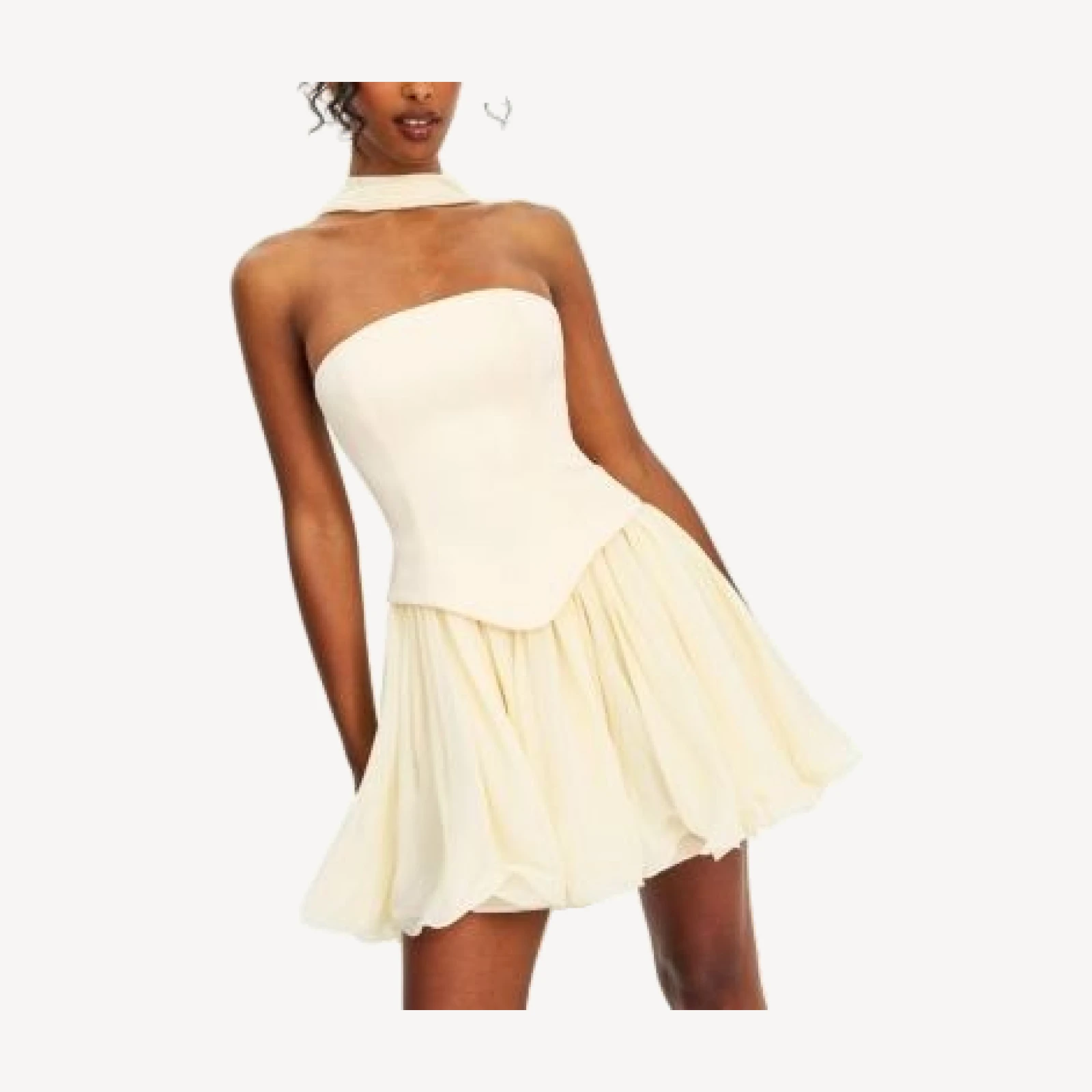 Miss Circle Valentinna Boned Curve Edge Peplum Scarf Mini Dress