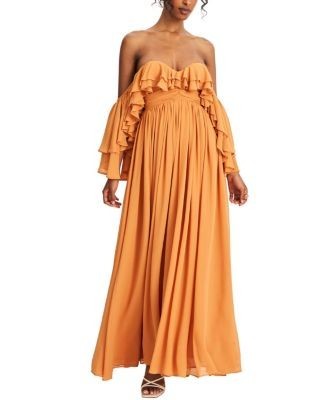 Miss Circle Kaela Off Shoulder Chiffon Maxi Dress