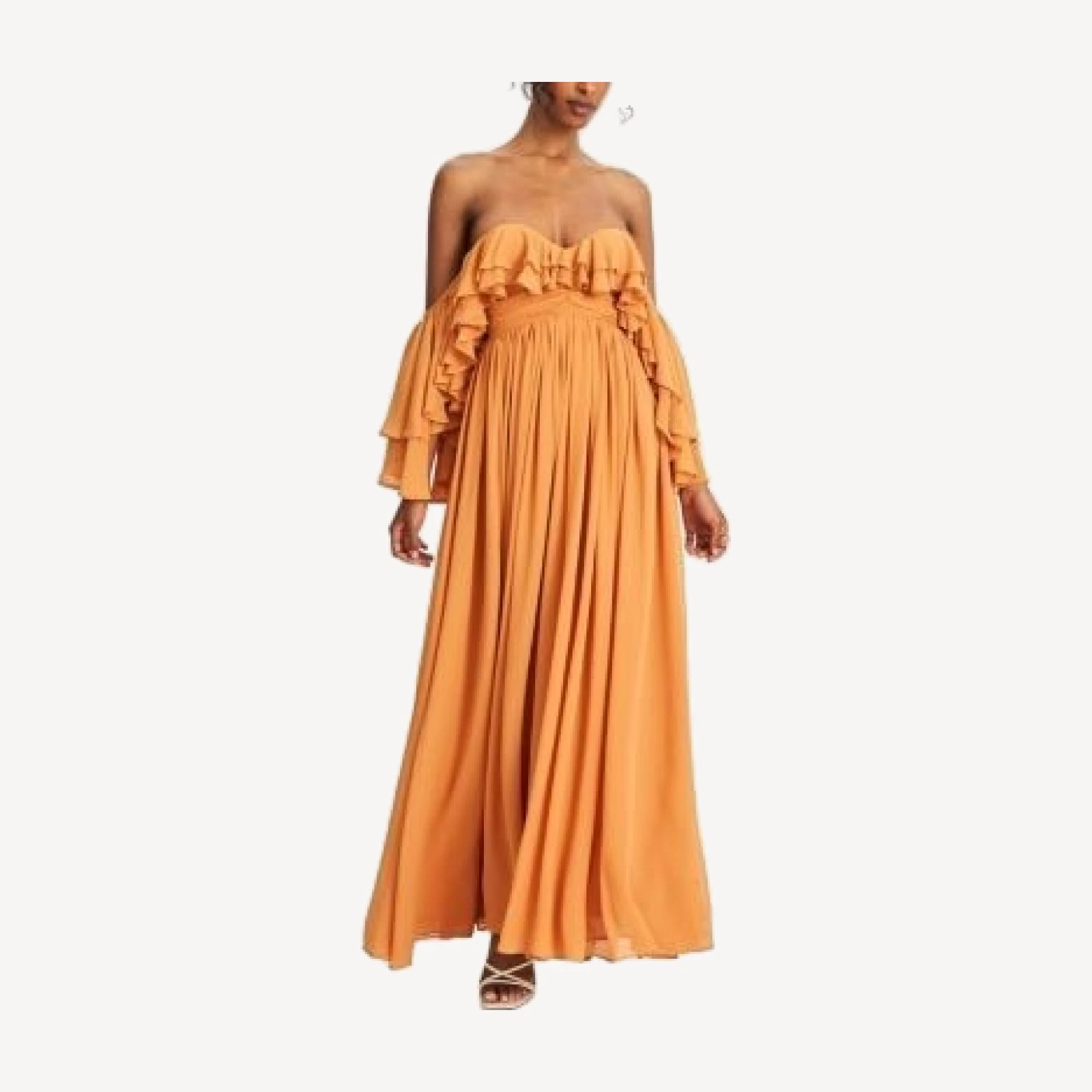Miss Circle Kaela Off Shoulder Chiffon Maxi Dress