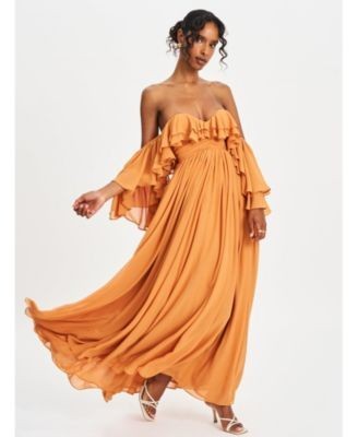 Miss Circle Kaela Off Shoulder Chiffon Maxi Dress