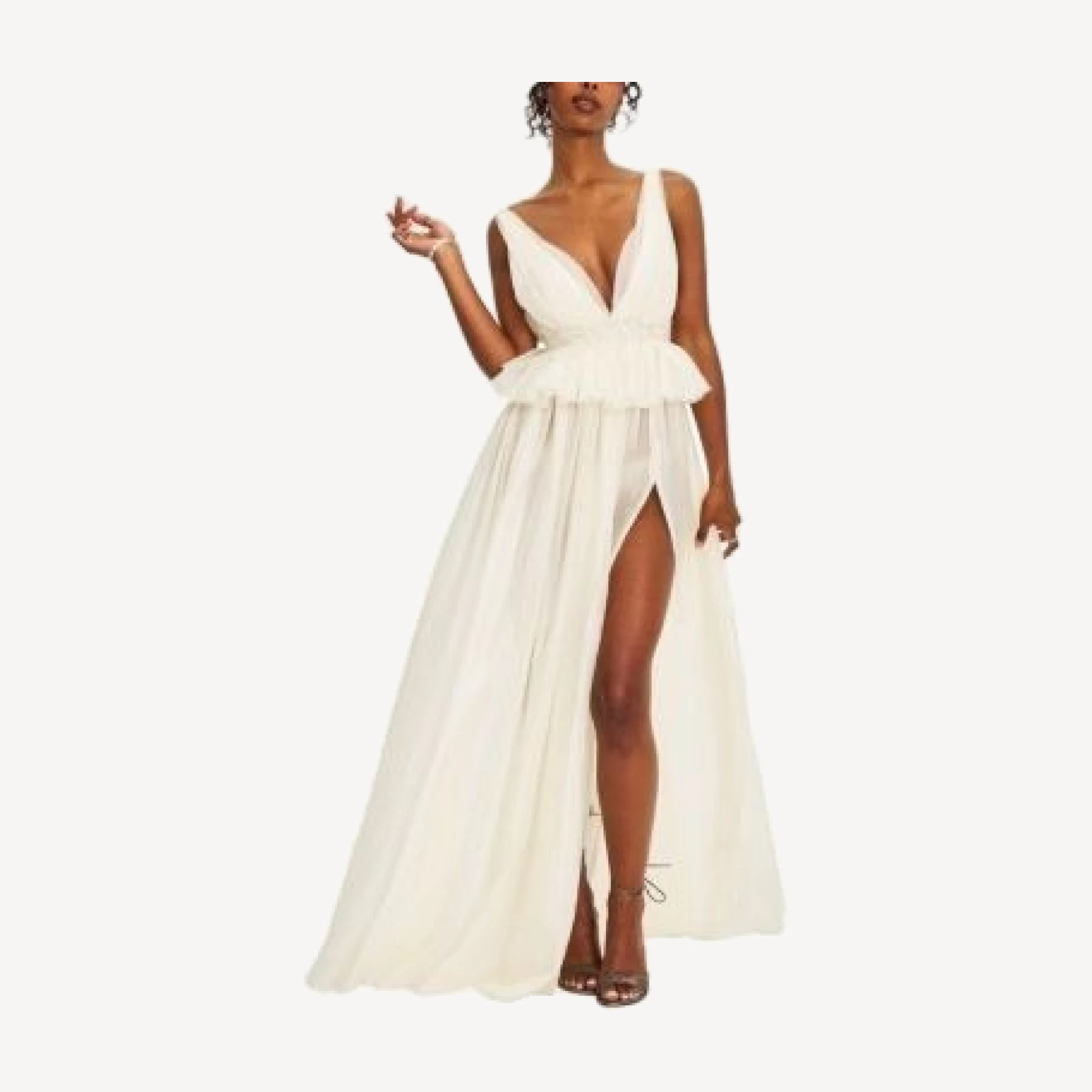 Miss Circle Calleigh Flare Beaded Belt Maxi Gown