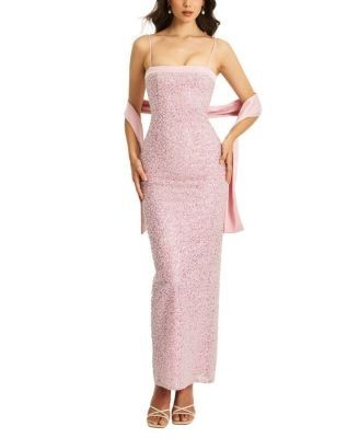 Miss Circle Raizel Beaded Sequin Bodycon Gown with Scarf