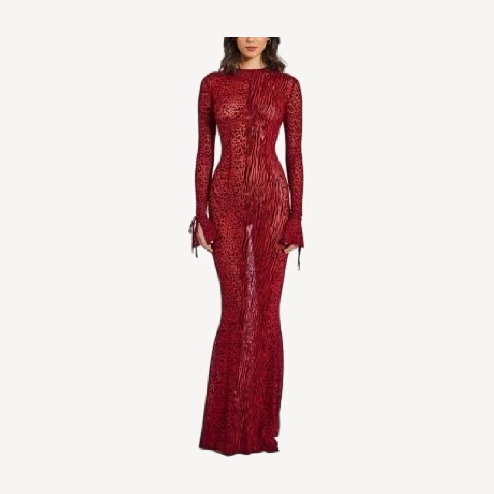 Miss Circle Waylynn Burnout Velvet Detail Mesh Backless Maxi Dress
