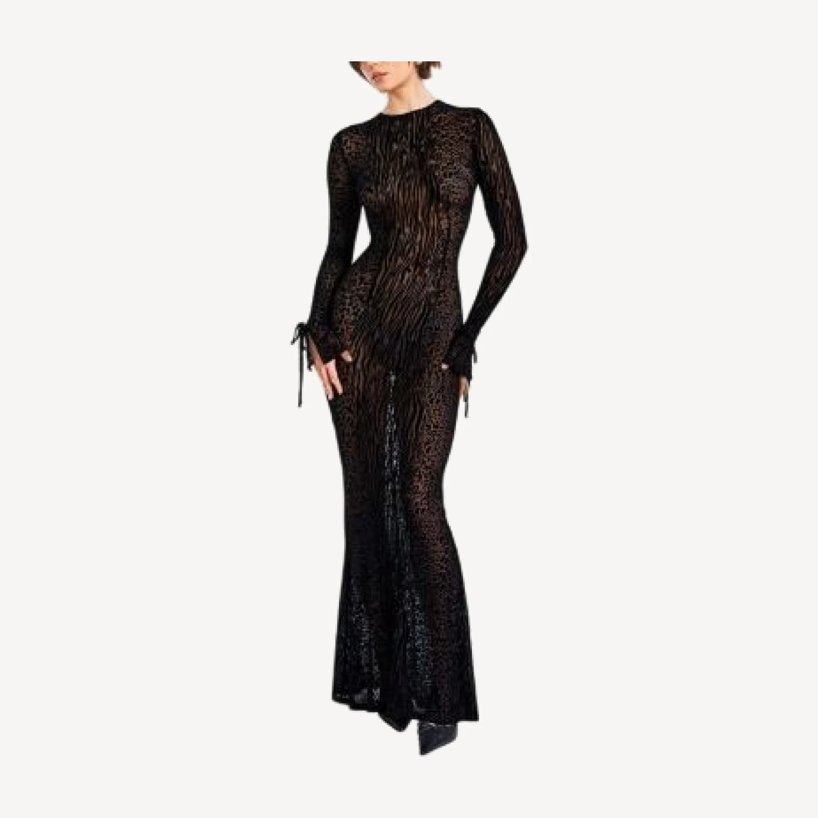 Miss Circle Waylynn Print Burnout Velvet Detail Mesh Maxi Dress