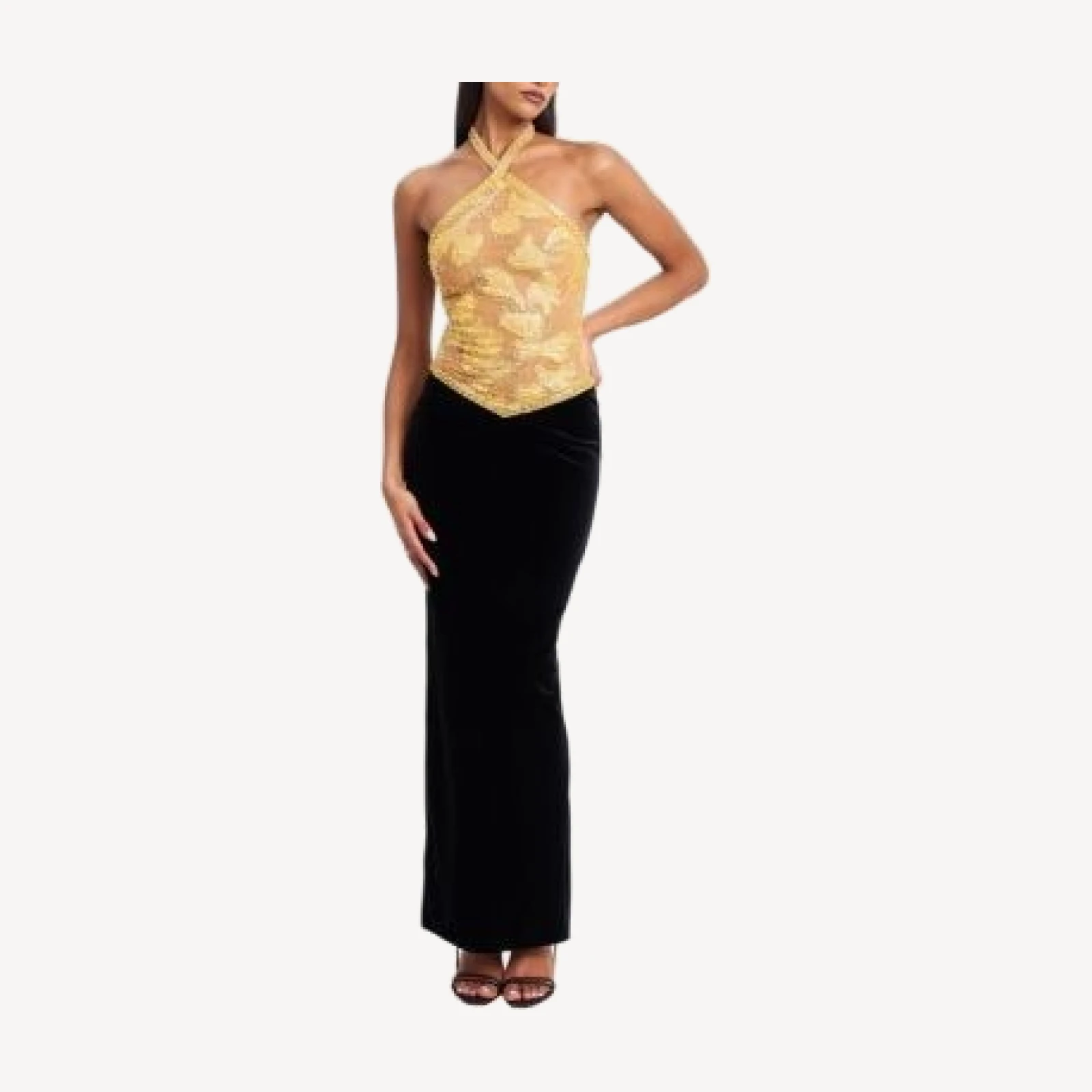 Miss Circle Gazelle Embroidered Vintage Style Maxi Dress