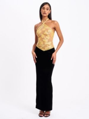 Miss Circle Gazelle Embroidered Vintage Style Maxi Dress