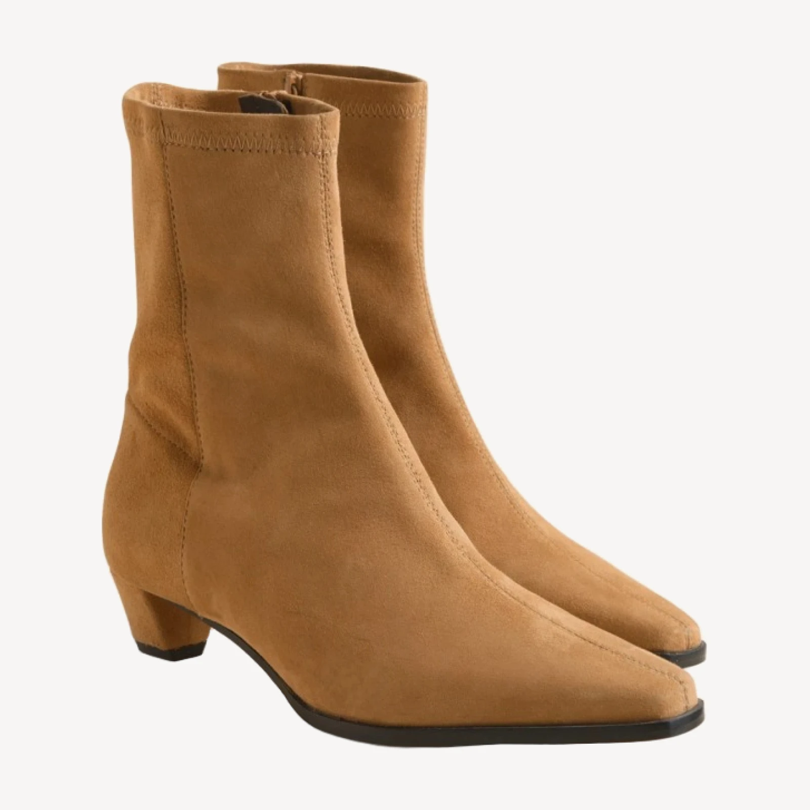 Remi square-toe ankle boots in stretch suede