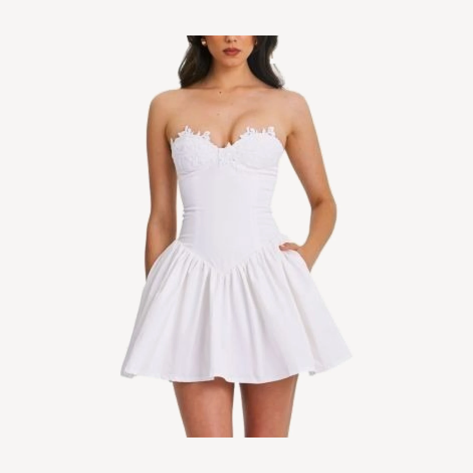 Miss Circle Sacha Lace Drop Waist Mini Dress