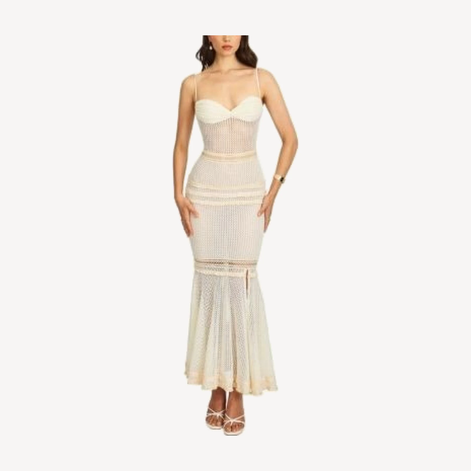 Miss Circle Pallas Lace Trim Crochet Mermaid Maxi Dress