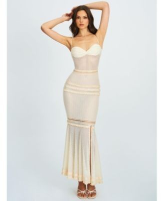 Miss Circle Pallas Lace Trim Crochet Mermaid Maxi Dress
