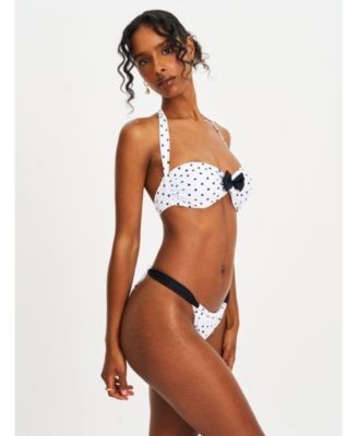Miss Circle Oliveah Polka Dot Ruched Lacing Bikini Bottom