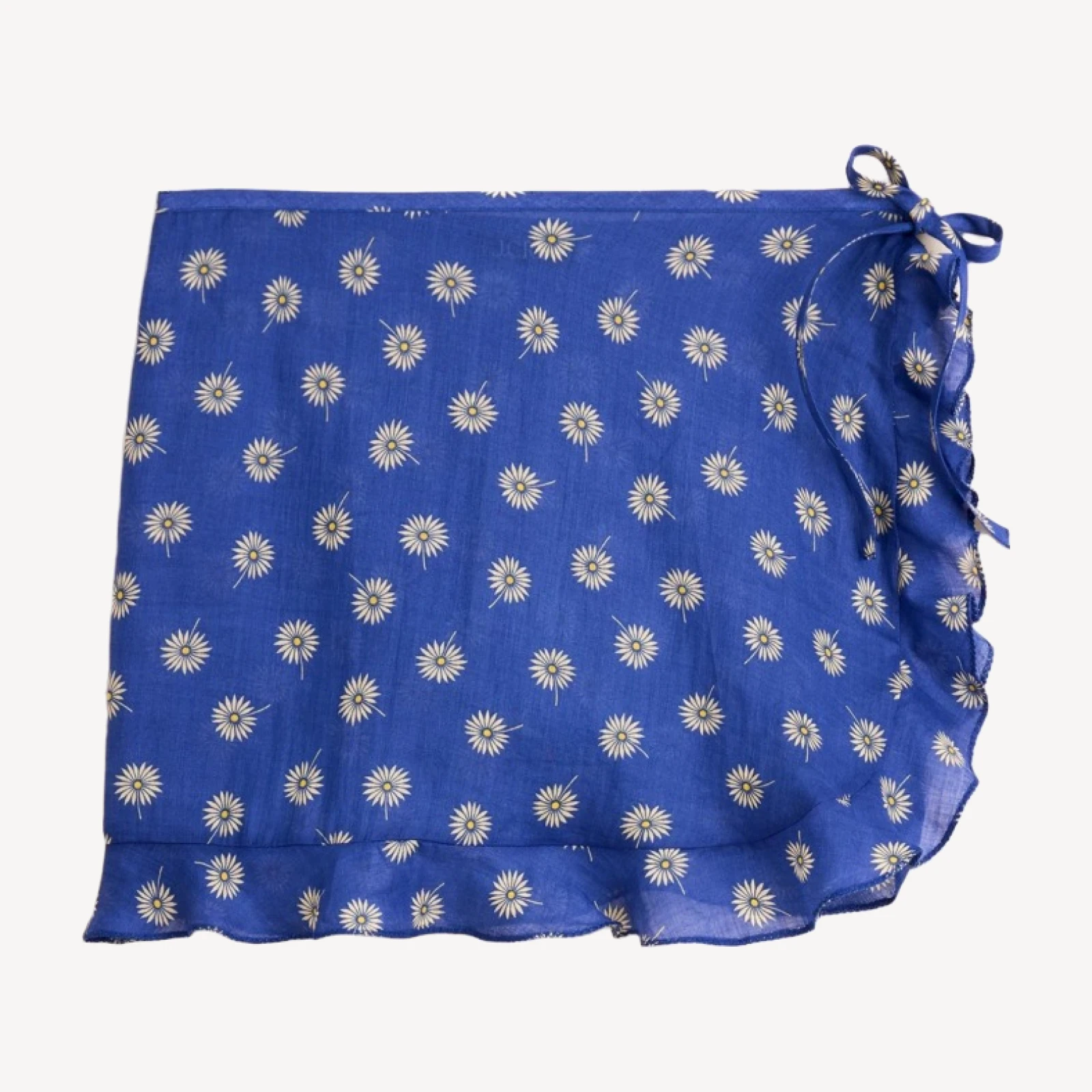 Cover-up wrap skirt in ramie floral print