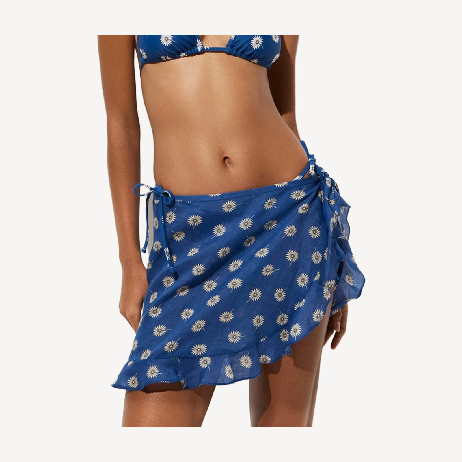 Cover-up wrap skirt in ramie floral print