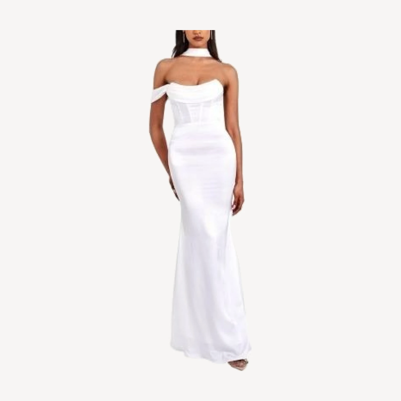 Miss Circle Ivona Satin Halter Neck Corset Gown
