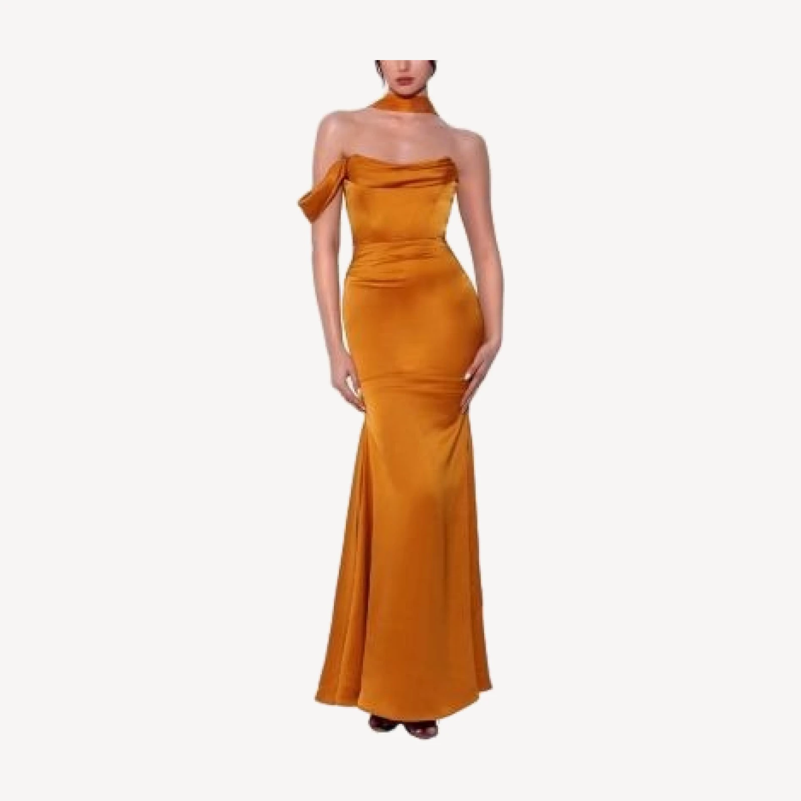 Miss Circle Ivona Lace Up Back Halter Neck Satin Gown